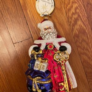 Christopher Radko Santa Ornament - Red, Gold, Blue